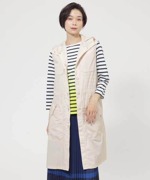 ベスト ジレ 「花粉対策」「UV対策」「ウォッシャブル」メモリータフタフーデットジレ レディース