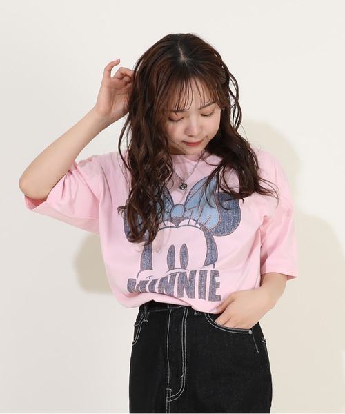 Disney（ディズニー） tシャツ 親子お揃い デニム貼付風Tシャツ 9466A