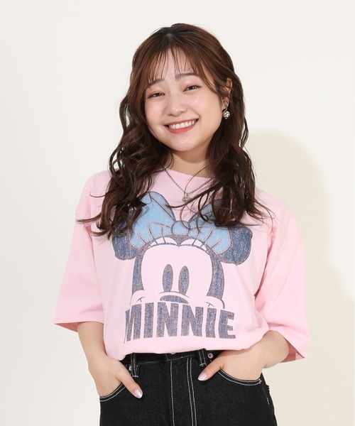Disney（ディズニー） tシャツ 親子お揃い デニム貼付風Tシャツ 9466A
