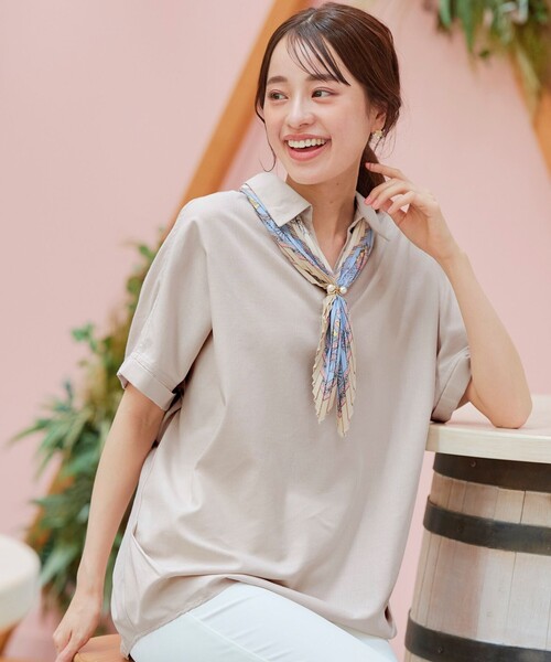Tiaclasse ブラウス シャツ リネンミックススキッパーシャツ