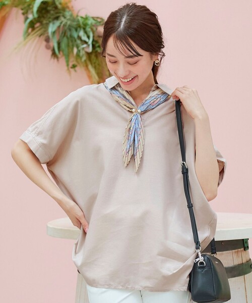 Tiaclasse ブラウス シャツ リネンミックススキッパーシャツ