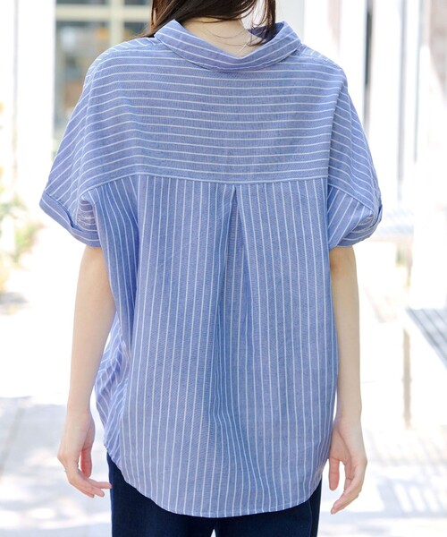 ブラウス シャツ リネン混クルーネックブラウスTシャツ レディース Tiaclasse ブラウス シャツ リネンミックススキッパーシャツ