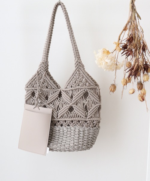マクラメかごバッグ♡アイボリー ROOTOTE トートバッグ ルートート マクラメ編みカゴBAG A