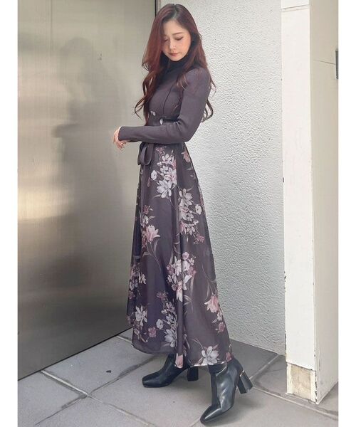 交渉中 ご購入不可 マーキュリーデュオ ワンピース スカート 花柄 チュール MERCURYDUO ワンピース フラワードッキングコルセットニット