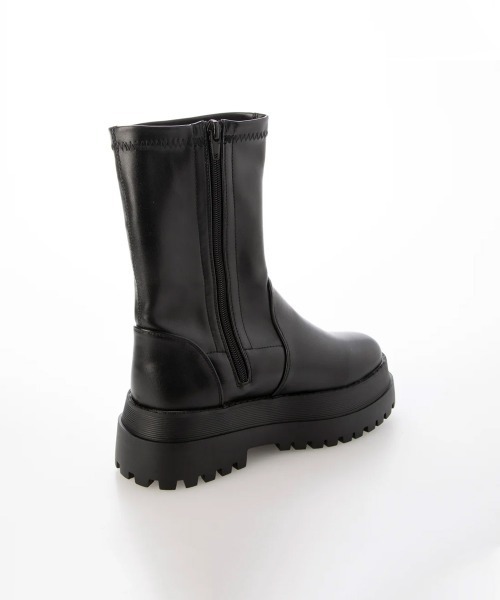 美品✨厚底 サイドゴア ロングブーツ スニーカーソール タンク ブラック Parade ブーツ 「厚底」タンクソールロングブーツ 366 レディース
