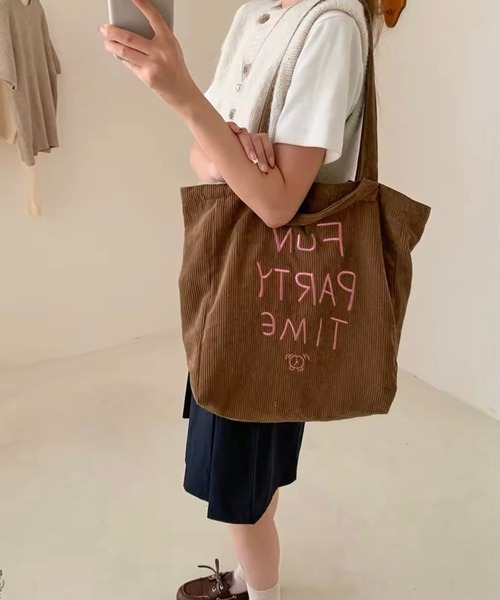 Port トートバッグ 「 / ポート 」 ロゴ刺繍 コーデュロイ