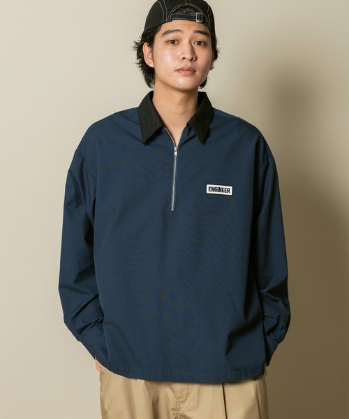 RAGEBLUE（レイジブルー） シャツ ワンポイント刺繍/TRハーフジップ