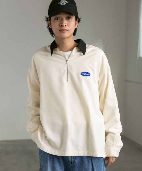 RAGEBLUE（レイジブルー） シャツ ワンポイント刺繍/TRハーフジップ