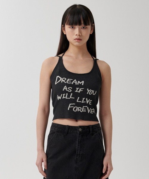タンクトップ ノースリーブ 「mahagrid/マハグリッド」 PRINTED SLEEVELESS KNIT/プリントスリーブレスニット レディース