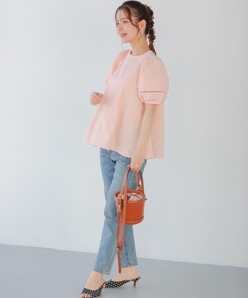 Fit more ブラウス シャツ はしごレース袖Aラインブラウス