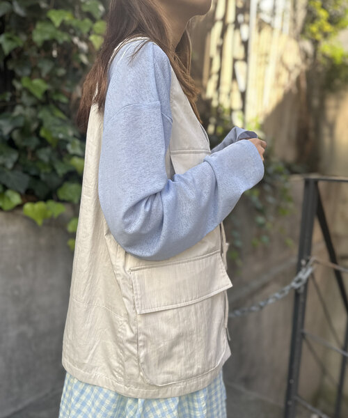 w closet ベスト ジレ BIGポケットリボンベスト レディース
