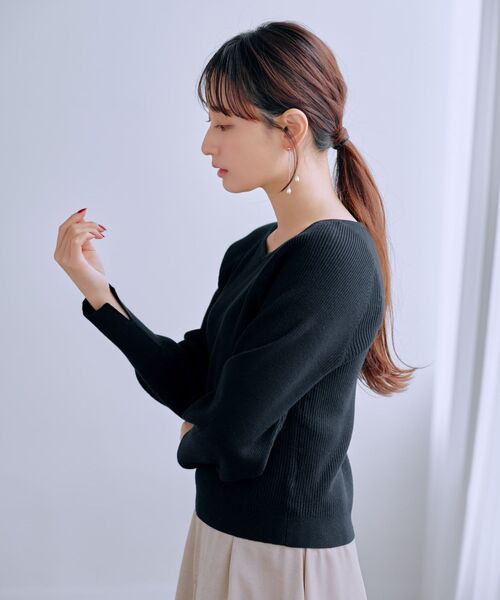 ニット セーター フォルムスリーブリブニット 「低身長・小柄