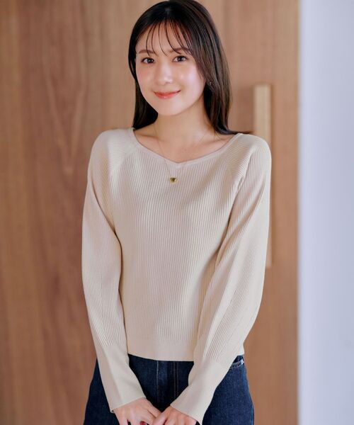 ニット セーター フォルムスリーブリブニット 「低身長・小柄女性」 レディース ニット セーター フォルムスリーブリブニット 「低身長・小柄