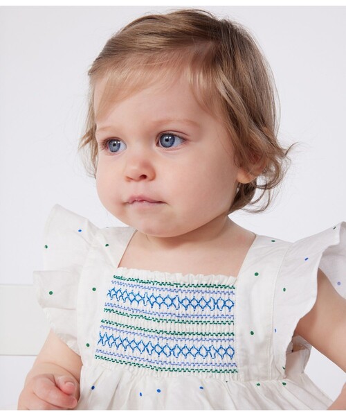 ワンピース90セット PETIT BATEAU ワンピース フリルワンピース＆ブルマセット