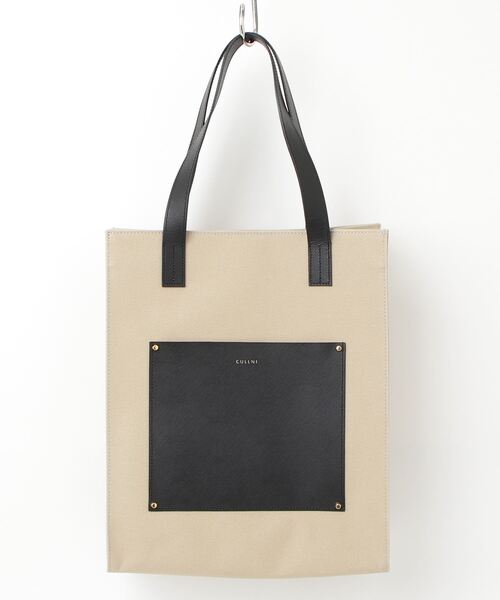 未使用　CULLNI クルニ　キャンバスレザートートバッグ グレージュ CULLNI」 トートバッグ ONESIZE グレイッシュベージュ メンズ