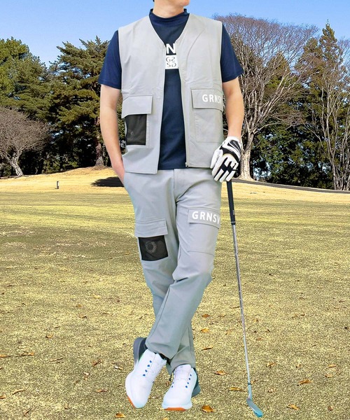 ゴルフ ゴルフ上下セットアップ ベスト ゴルフパンツ ゴルフウェア ポリエステルストレッチ多機能 メンズ メンズ