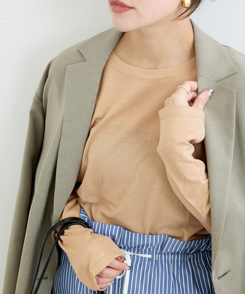 JOURNAL STANDARD クルーネックシアーロングTシャツ　ピンク ジャーナルスタンダード JOURNAL STANDARD 《追加2》クルー