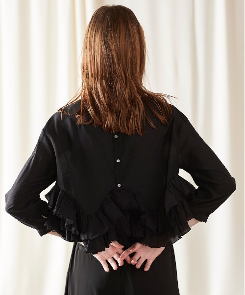 Marilyn Moon 2wayシアースパイラルラッフルブラウス Marilyn Moon ブラウス シャツ 2wayシアースパイラルラッフル