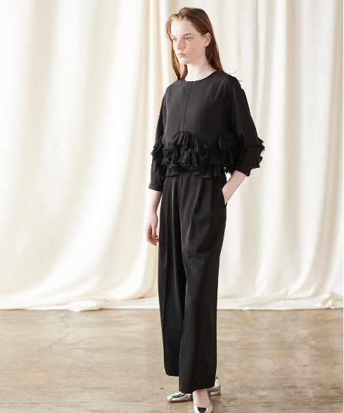 Marilyn Moon 2wayシアースパイラルラッフルブラウス Marilyn Moon ブラウス シャツ 2wayシアースパイラルラッフル