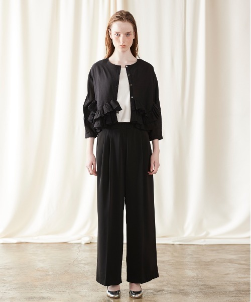 Marilyn Moon 2wayシアースパイラルラッフルブラウス Marilyn Moon ブラウス シャツ 2wayシアースパイラルラッフル