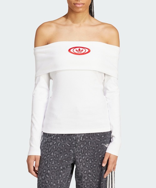 【ADIDAS ORIGINALS】◆オープンショルダー Tシャツ◆【正規品】 アディダス アディカラー オーバーサイズTシャツ - ホワイト