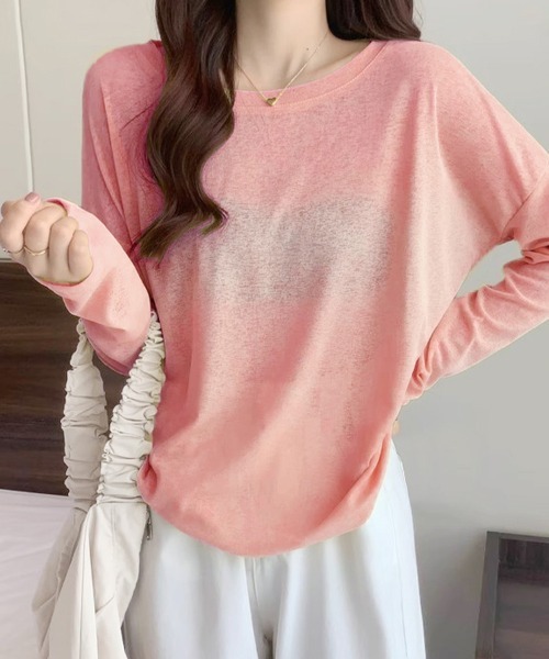ラウンドネックシアートップス tシャツ ラウンドネックシアートップス レディース : ZOZOTOWN