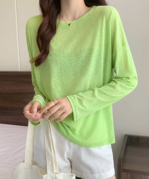 ラウンドネックシアートップス tシャツ ラウンドネックシアートップス レディース : ZOZOTOWN