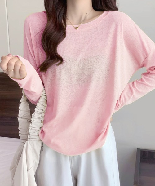 tシャツ シアーダンボール　ラウンドネックP/O レディース セール】シアーダンボール ラウンドネックP/O（Tシャツ