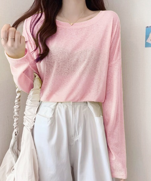 ラウンドネックシアートップス tシャツ ラウンドネックシアートップス レディース : ZOZOTOWN