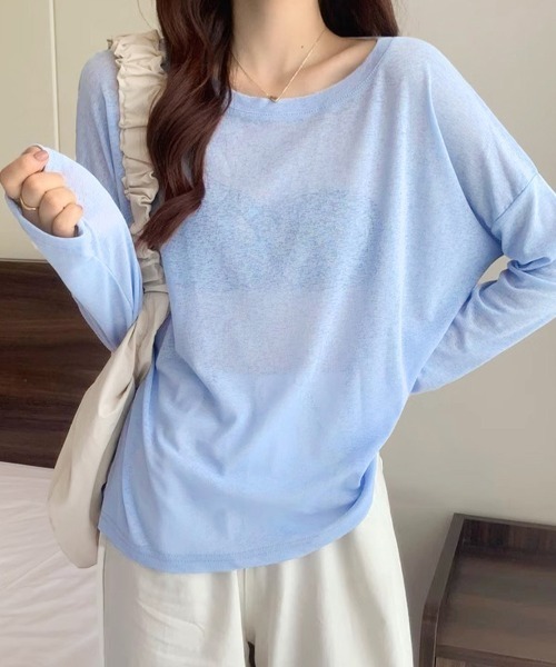 tシャツ ラウンドネックシアートップス レディース : ZOZOTOWN