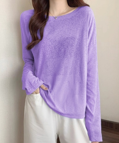 ラウンドネックシアートップス tシャツ ラウンドネックシアートップス レディース : ZOZOTOWN