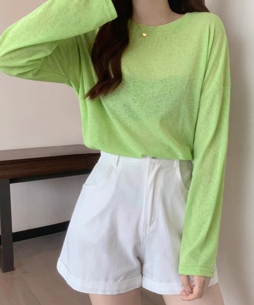 tシャツ ラウンドネックシアートップス レディース : ZOZOTOWN