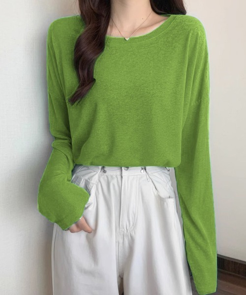 ラウンドネックシアートップス tシャツ ラウンドネックシアートップス レディース : ZOZOTOWN