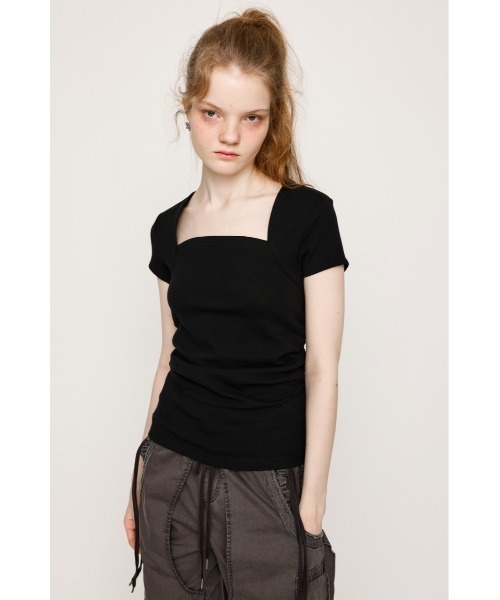 セットアップ クルーネック Tシャツ 半袖 スカート S/M/L バイカラー半袖トップス／bicolor short top サマーニット