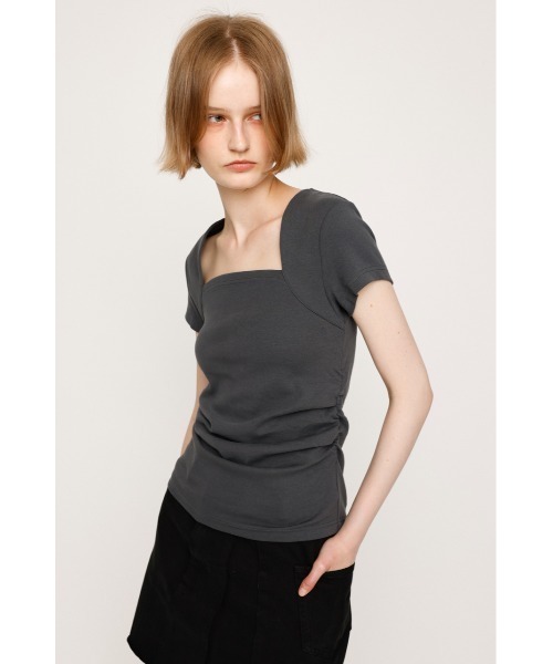 tシャツ 「tanakadaisuke/タナカダイスケ」gather neck velour tops/ギャザーネックベロアトップス レディース tanakadaisuke/タナカダイスケ】gather neck velour tops