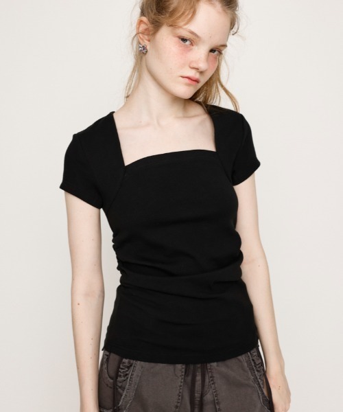tシャツ 「スッキリ見え」スクエアネックTee レディース SLY tシャツ SQUARE NECK CUT TOPS スクエアネック カット