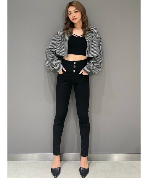 GYDA ジーンズ デニム デニムパンツ ハイウエストウエストクロス