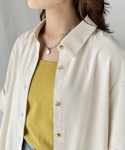 「classicalelf」 7分袖シャツ LARGE ブルー レディース classicalelf 「classicalelf」 7分袖シャツ LARGE インディゴ