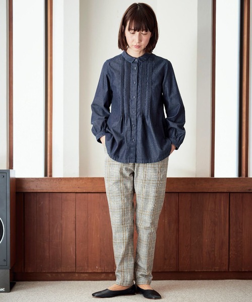 「Sunny clouds」 長袖ブラウス LARGE インディゴブルー レディース_画像2