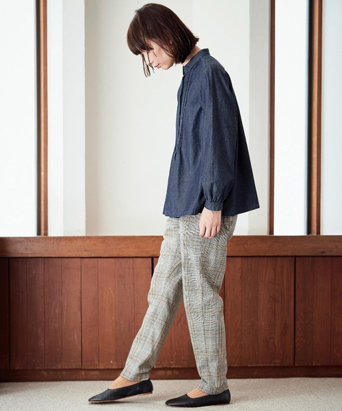 「Sunny clouds」 長袖ブラウス LARGE インディゴブルー レディース_画像4