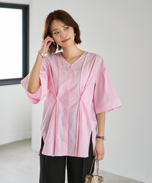 ブラウス シャツ 「LUXE」形が変わるシャツ生地プルオーバー レディース STYLE DELI ブラウス シャツ 「LUXE」形が変わるシャツ生地プル