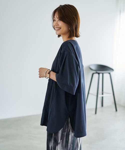 ブラウス シャツ 「LUXE」形が変わるシャツ生地プルオーバー レディース STYLE DELI ブラウス シャツ 「LUXE」形が変わるシャツ生地プル