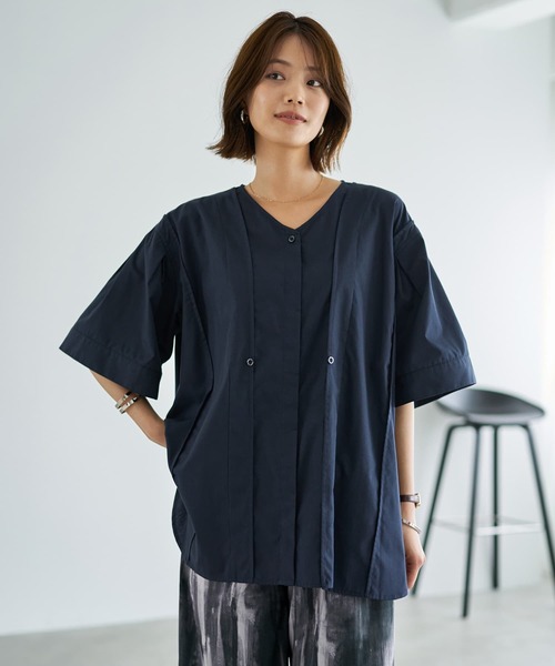 ブラウス シャツ 「LUXE」形が変わるシャツ生地プルオーバー レディース STYLE DELI ブラウス シャツ 「LUXE」形が変わるシャツ生地プル