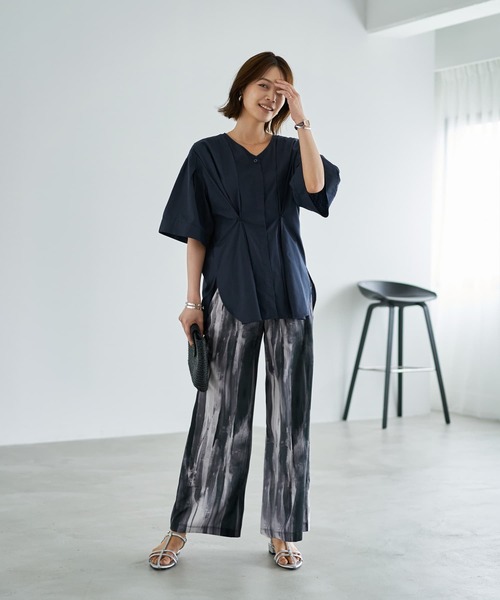 ブラウス シャツ 「LUXE」形が変わるシャツ生地プルオーバー レディース STYLE DELI ブラウス シャツ 「LUXE」形が変わるシャツ生地プル