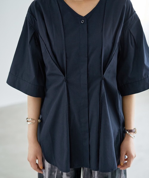 ブラウス シャツ 「LUXE」形が変わるシャツ生地プルオーバー レディース STYLE DELI ブラウス シャツ 「LUXE」形が変わるシャツ生地プル