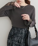 ニット セーター 前後2WAY袖口レースリブニ...の詳細画像1