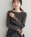 ニット セーター 前後2WAY袖口レースリブニ...の詳細画像2