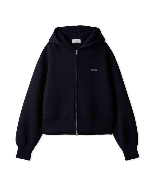 emmi パーカー emmiロゴジップアップダンボールフーディ