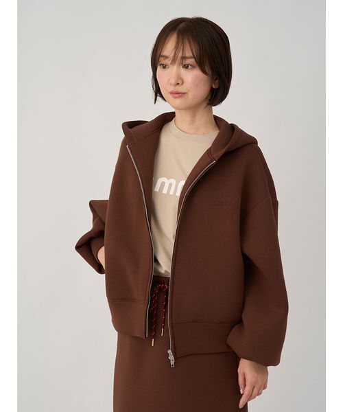 emmi パーカー emmiロゴジップアップダンボールフーディ レディース