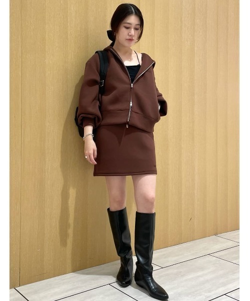 emmi パーカー emmiロゴジップアップダンボールフーディ レディース